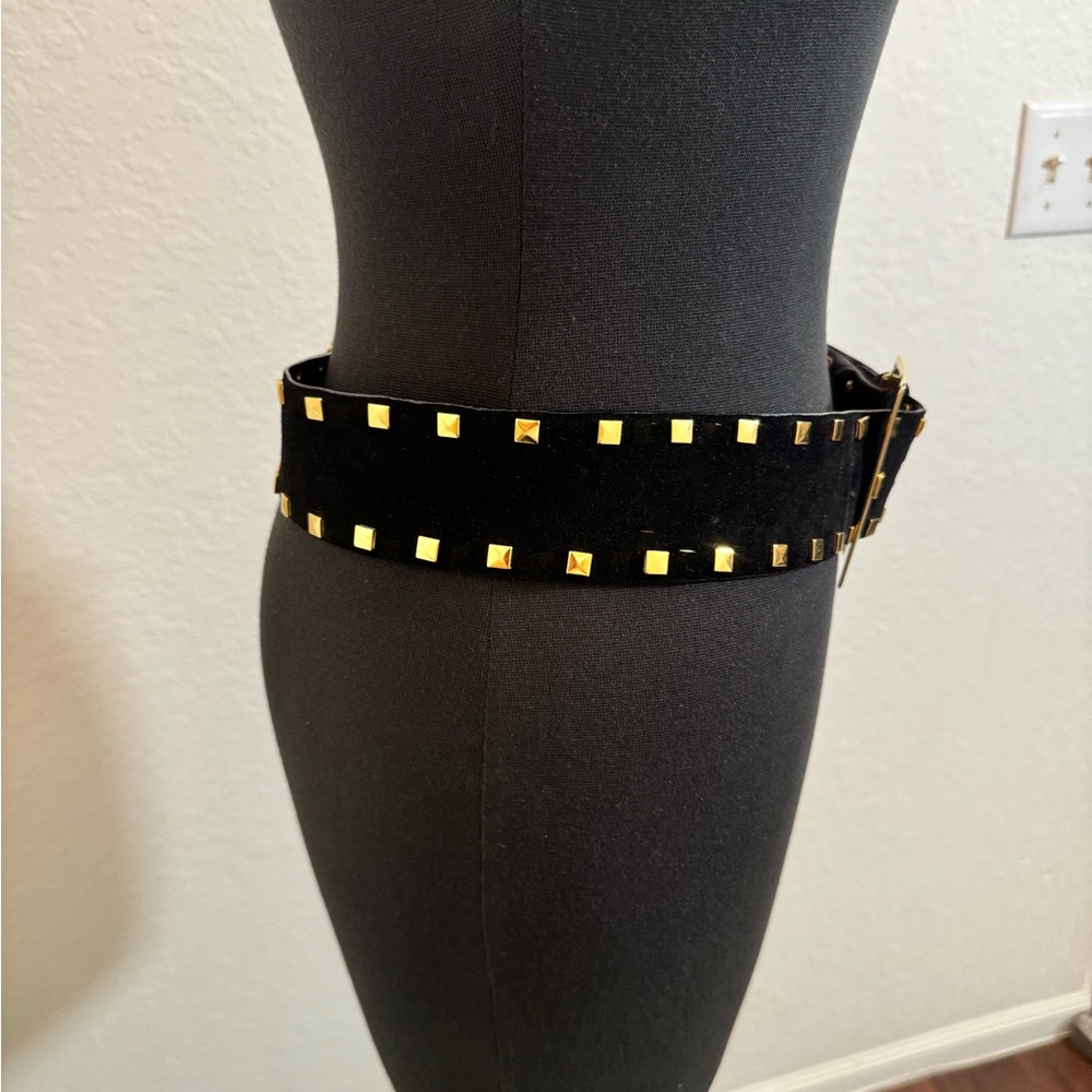 ST. JOHN Black and Gold Studded Belt - Picture 3 of 8